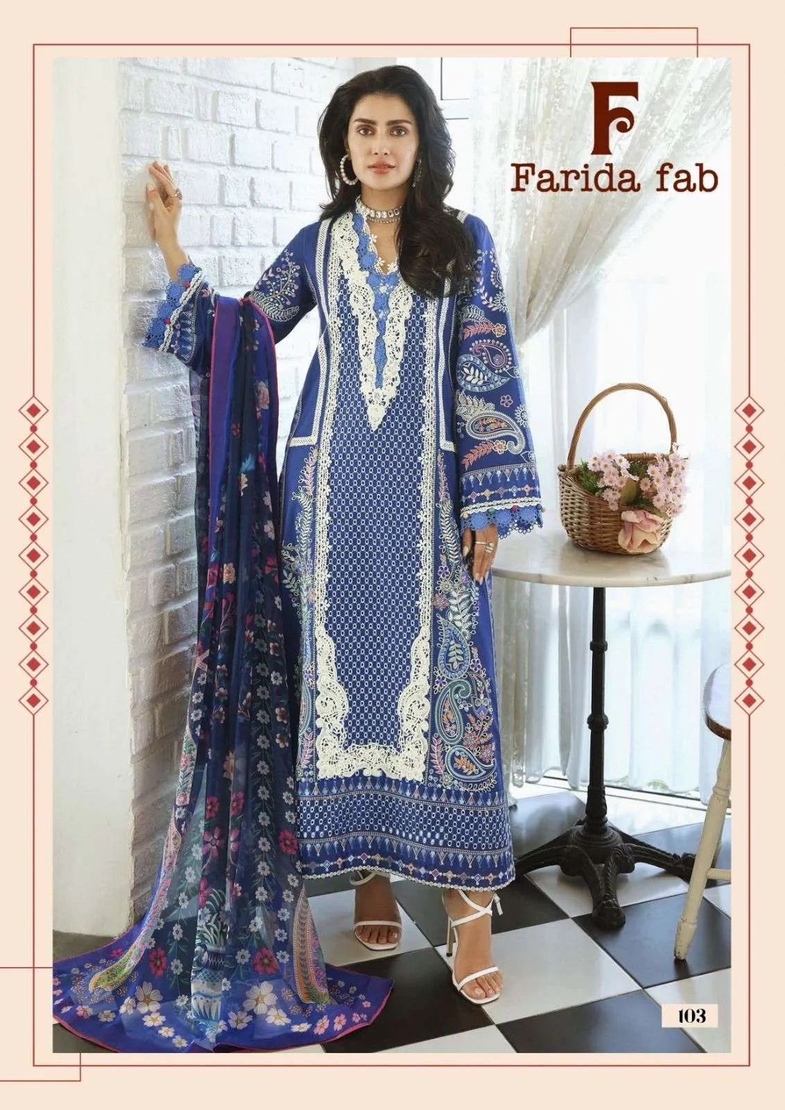 Farida Fab mushq Karachi readymade Kurti Pant With Dupatta
