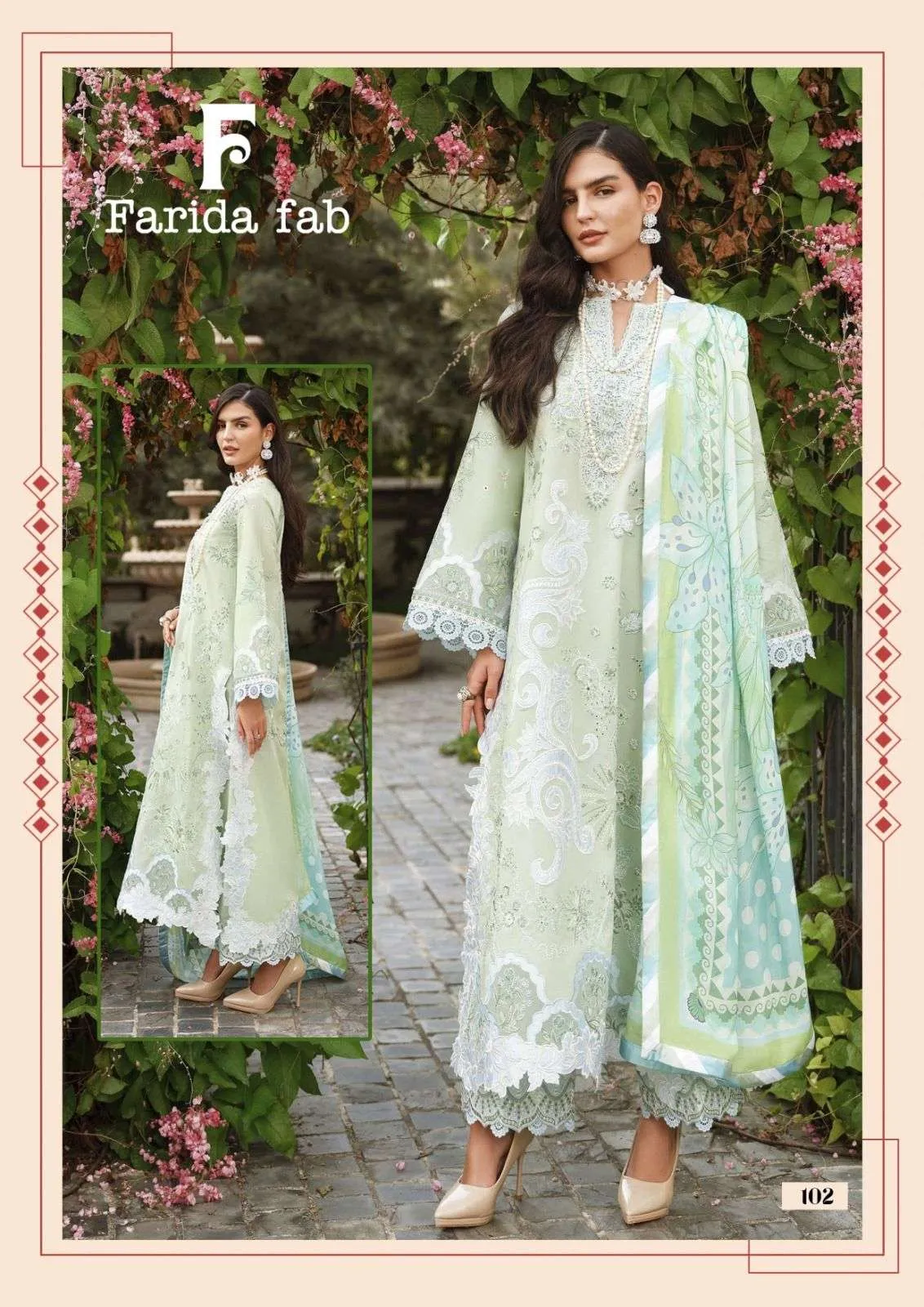 Farida Fab mushq Karachi readymade Kurti Pant With Dupatta