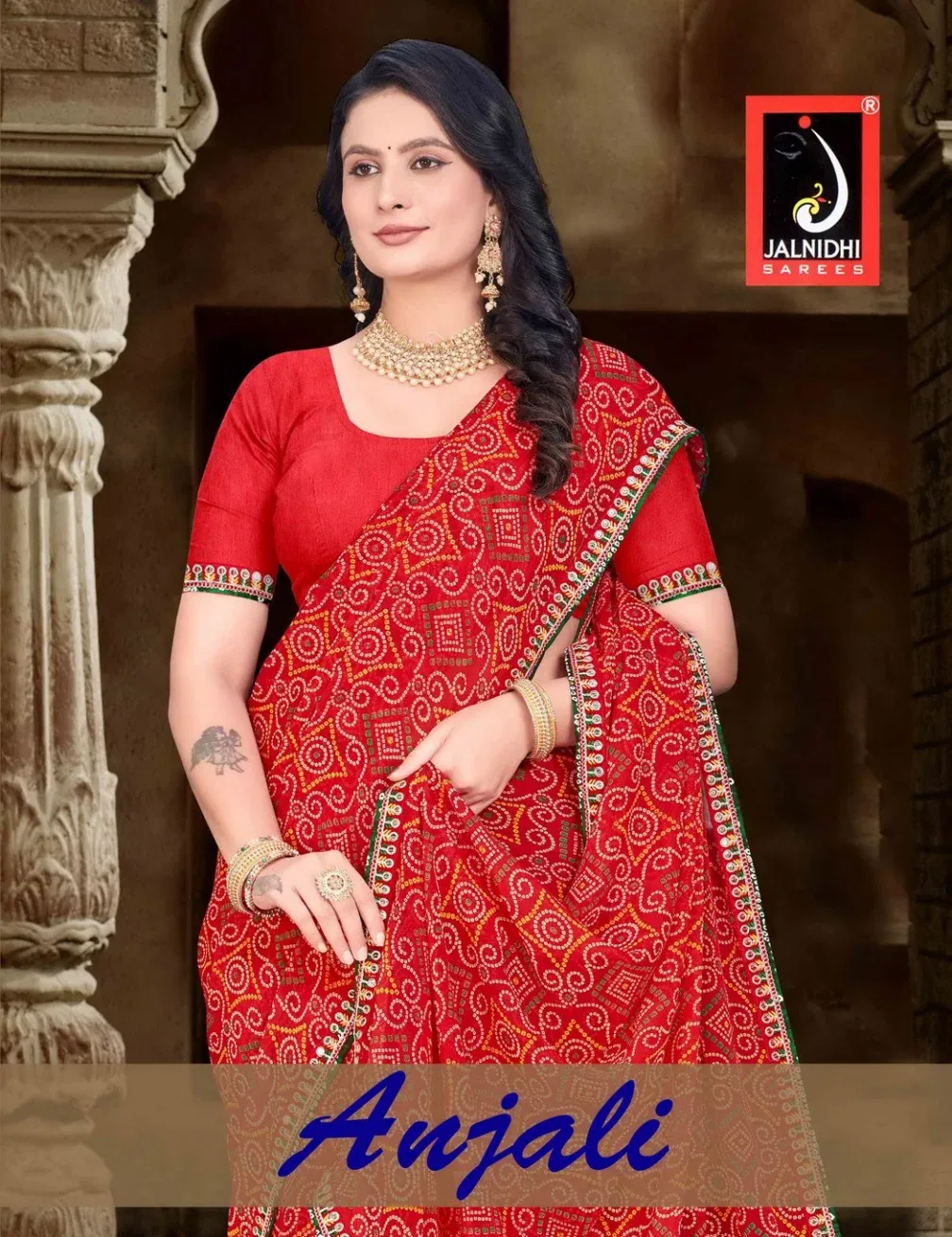 Jalnidhi Anjali Georgette Bandhani Printed Saree Collection