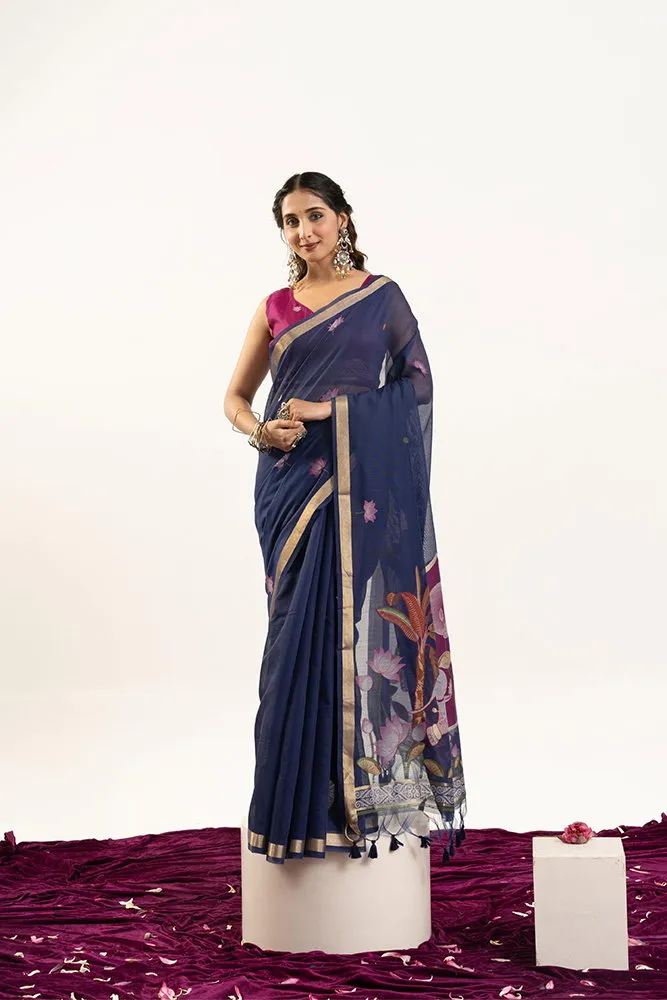 Jf 3414 Soft Muga Cotton Zari Woven Saree Collection