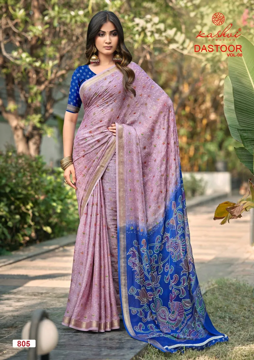 Kashvi Dastoor Vol 8 Viscose Bright Moss Foil Casual Wear Saree Collection