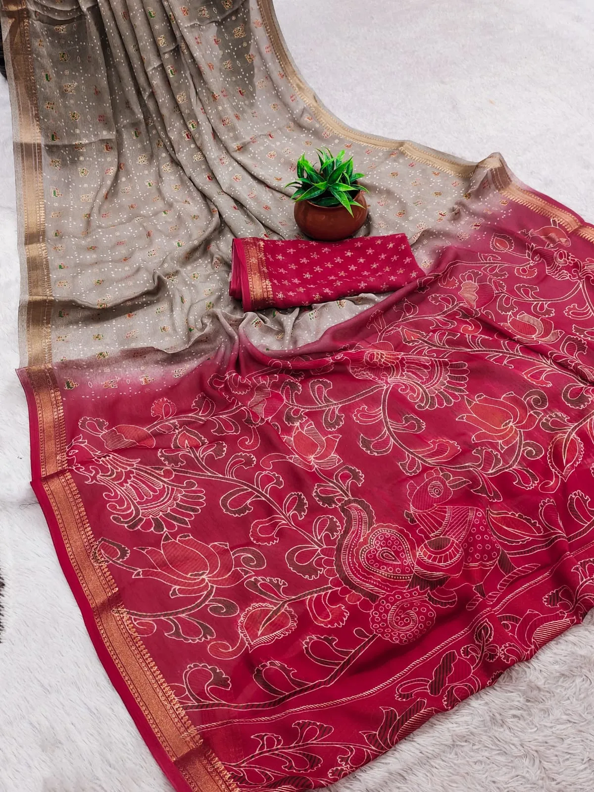 Kashvi Dastoor Vol 8 Viscose Bright Moss Foil Casual Wear Saree Collection