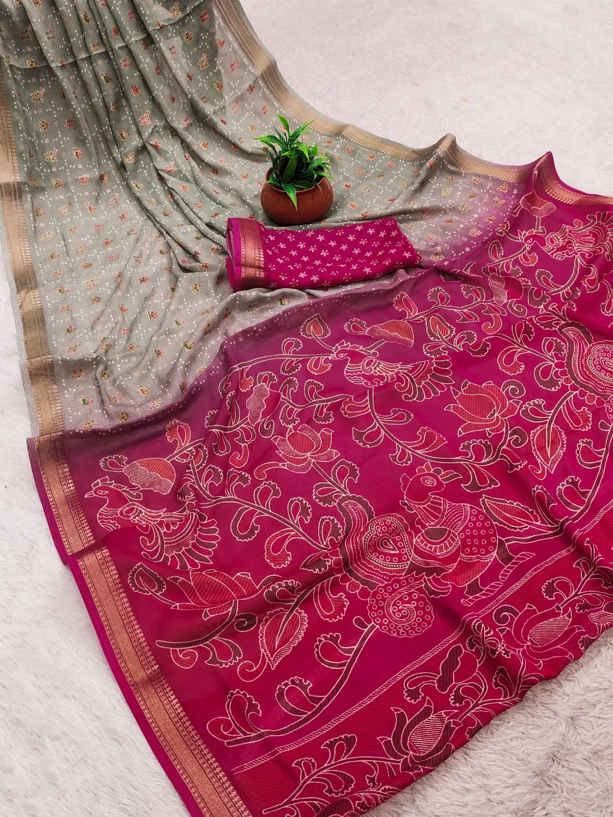 Kashvi Dastoor Vol 8 Viscose Bright Moss Foil Casual Wear Saree Collection