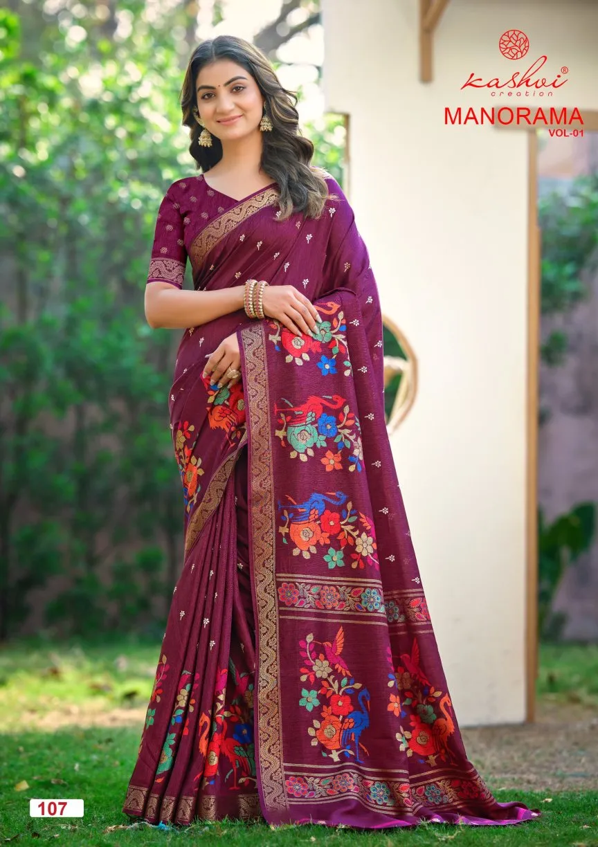 Kashvi Manorama Vol 1 Dola Silk Jacquard Worked Saree Collection