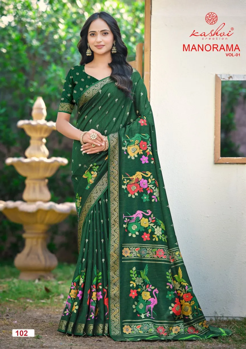 Kashvi Manorama Vol 1 Dola Silk Jacquard Worked Saree Collection