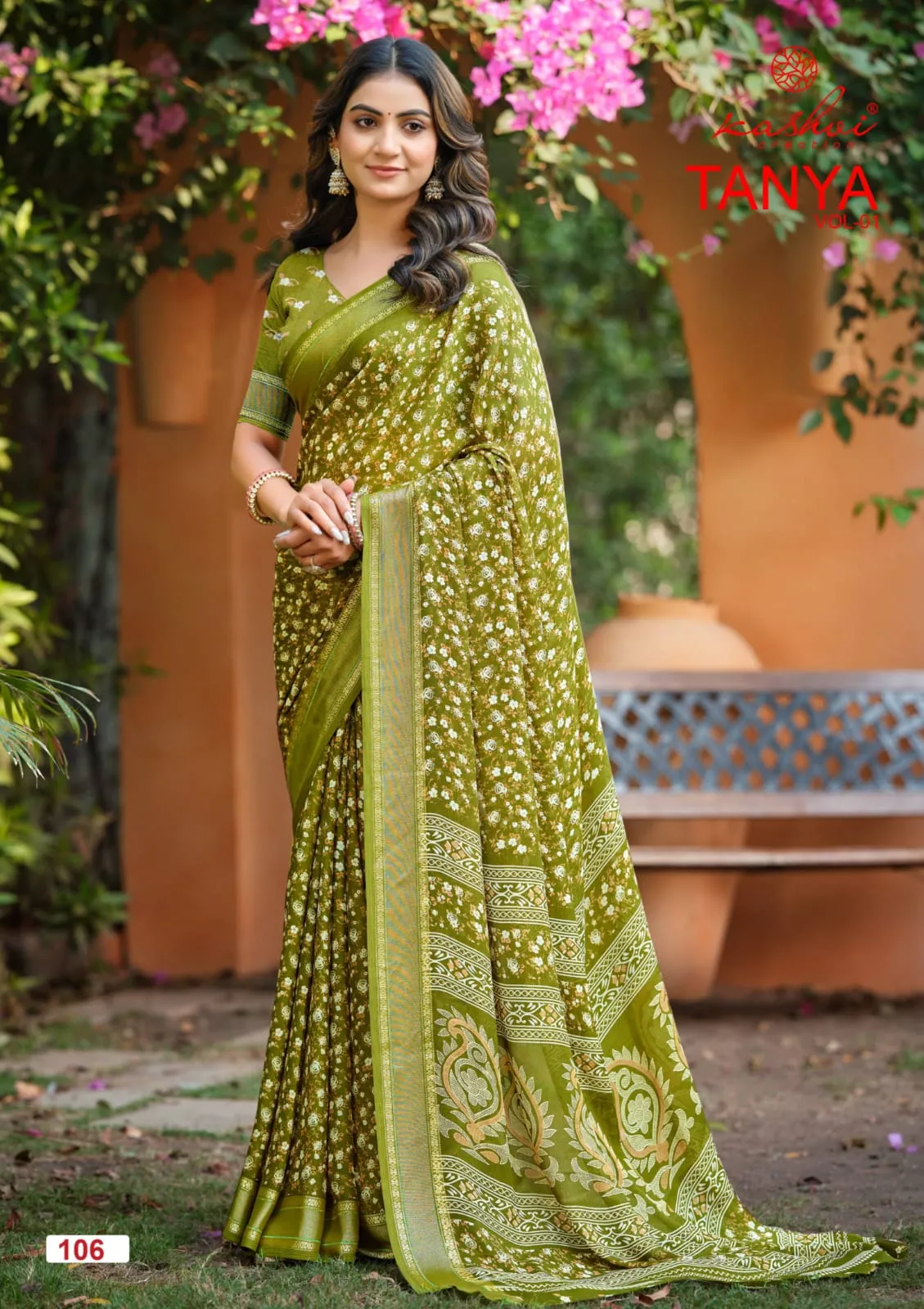 Kashvi Tanya Vol 1 Dull Moss Viscose Saree Collection