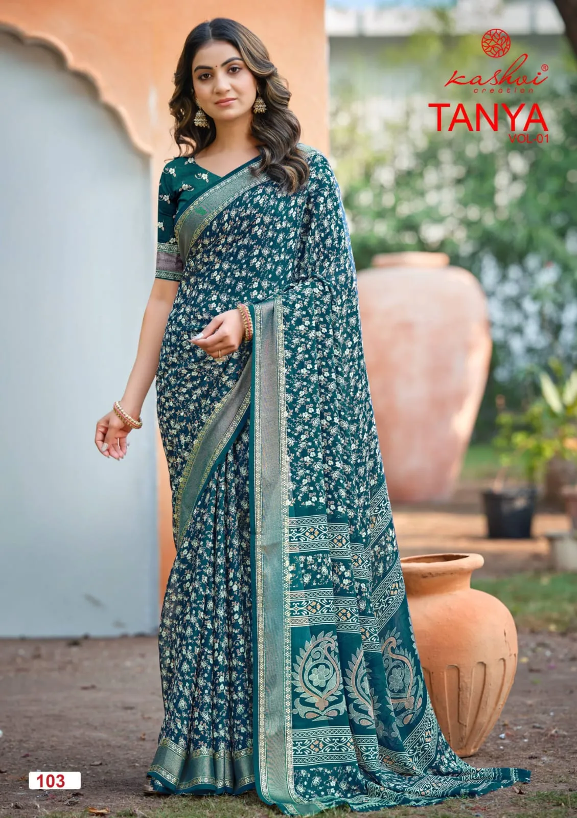 Kashvi Tanya Vol 1 Dull Moss Viscose Saree Collection