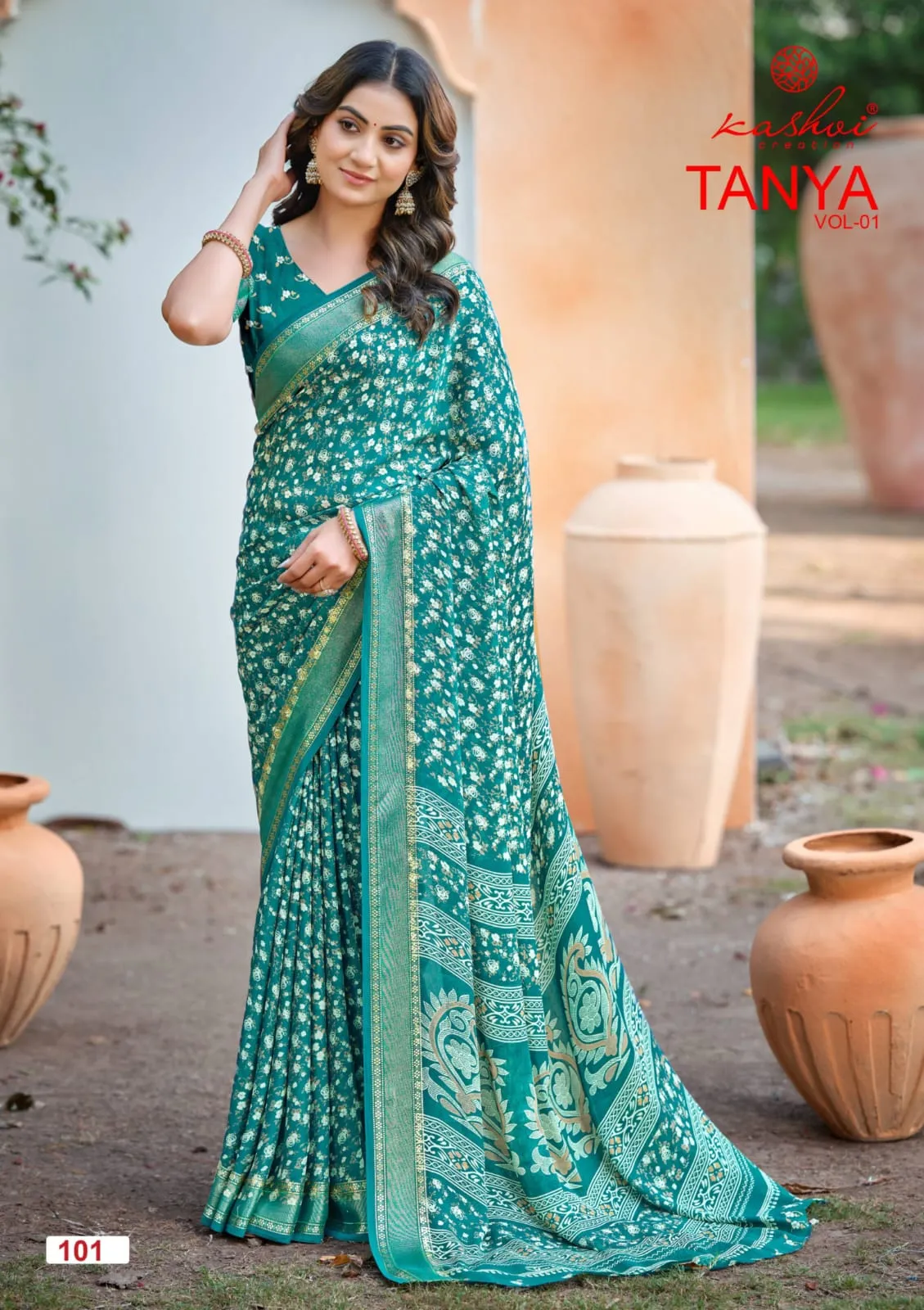 Kashvi Tanya Vol 1 Dull Moss Viscose Saree Collection