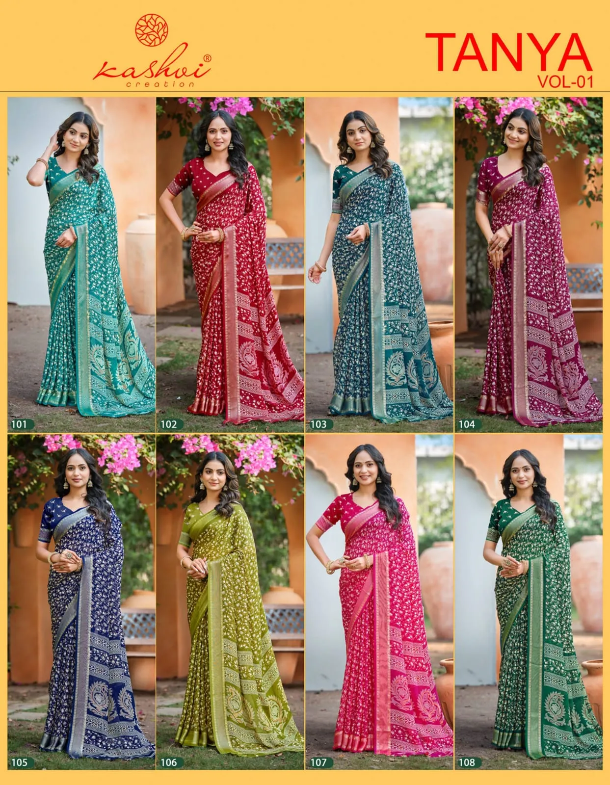 Kashvi Tanya Vol 1 Dull Moss Viscose Saree Collection