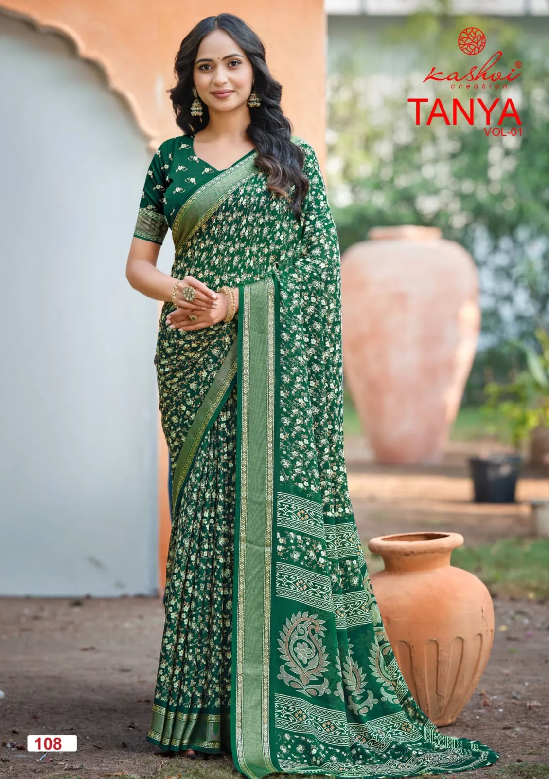 Kashvi Tanya Vol 1 Dull Moss Viscose Saree Collection