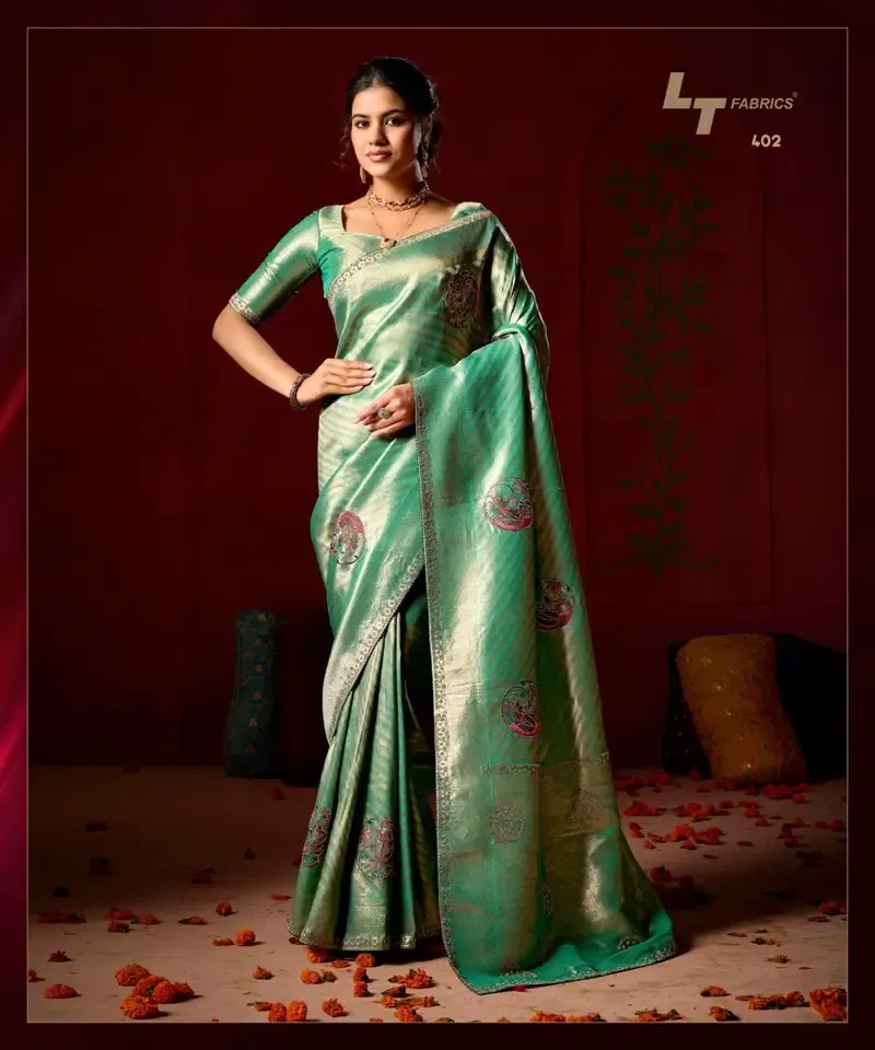 Lt Mango Vol 4 Top Dyed Weaving with Embroidered Saree Collection