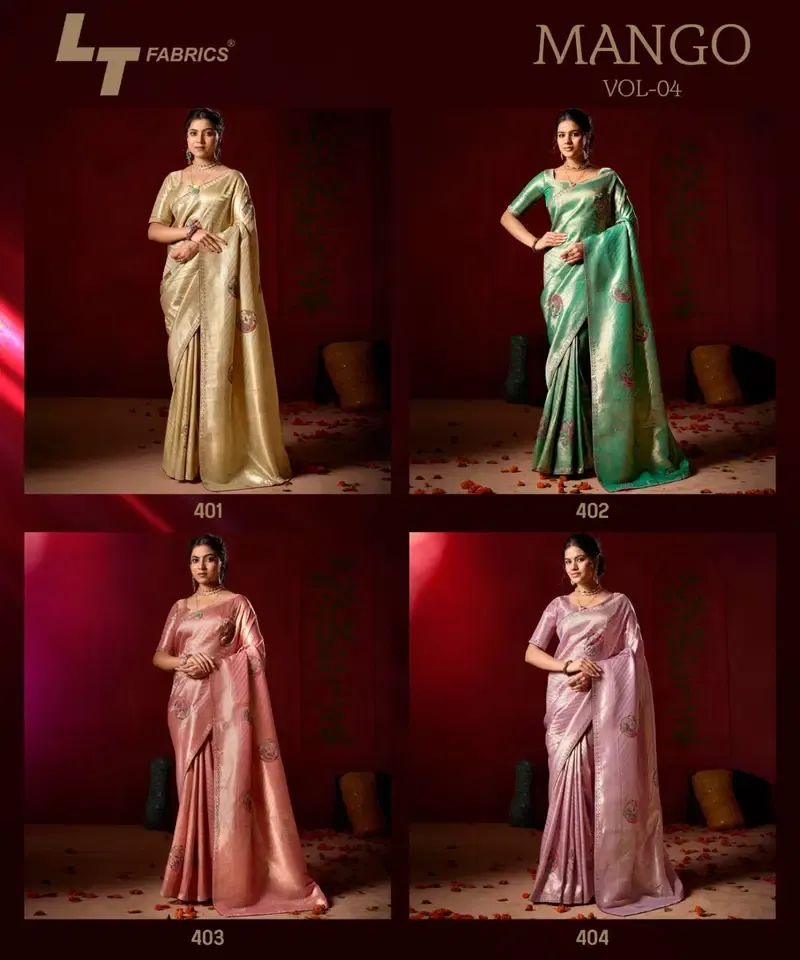Lt Mango Vol 4 Top Dyed Weaving with Embroidered Saree Collection