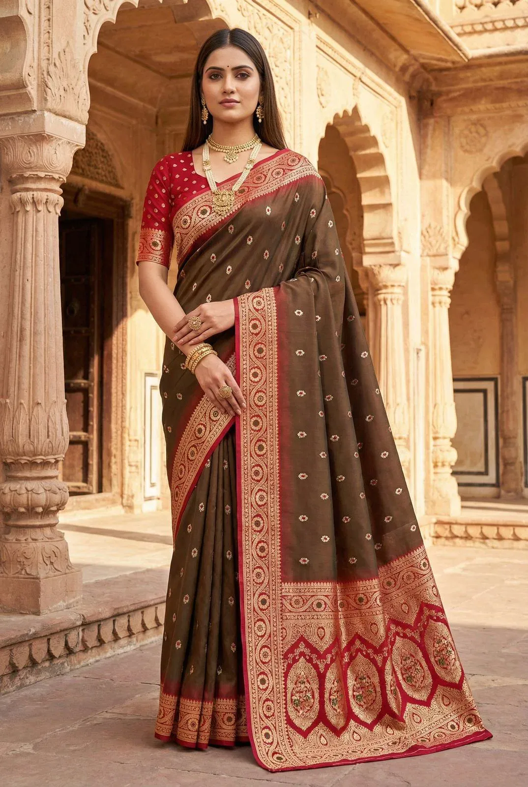 Mb 150 a Soft Banarasi Silk Zari Weaving Saree Collection