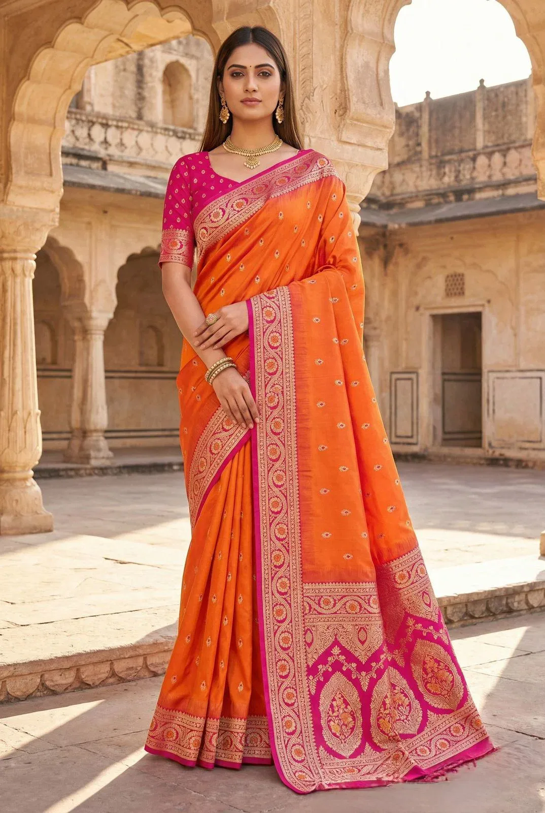 Mb 150 a Soft Banarasi Silk Zari Weaving Saree Collection