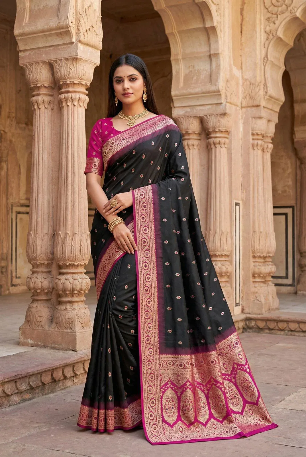 Mb 150 a Soft Banarasi Silk Zari Weaving Saree Collection