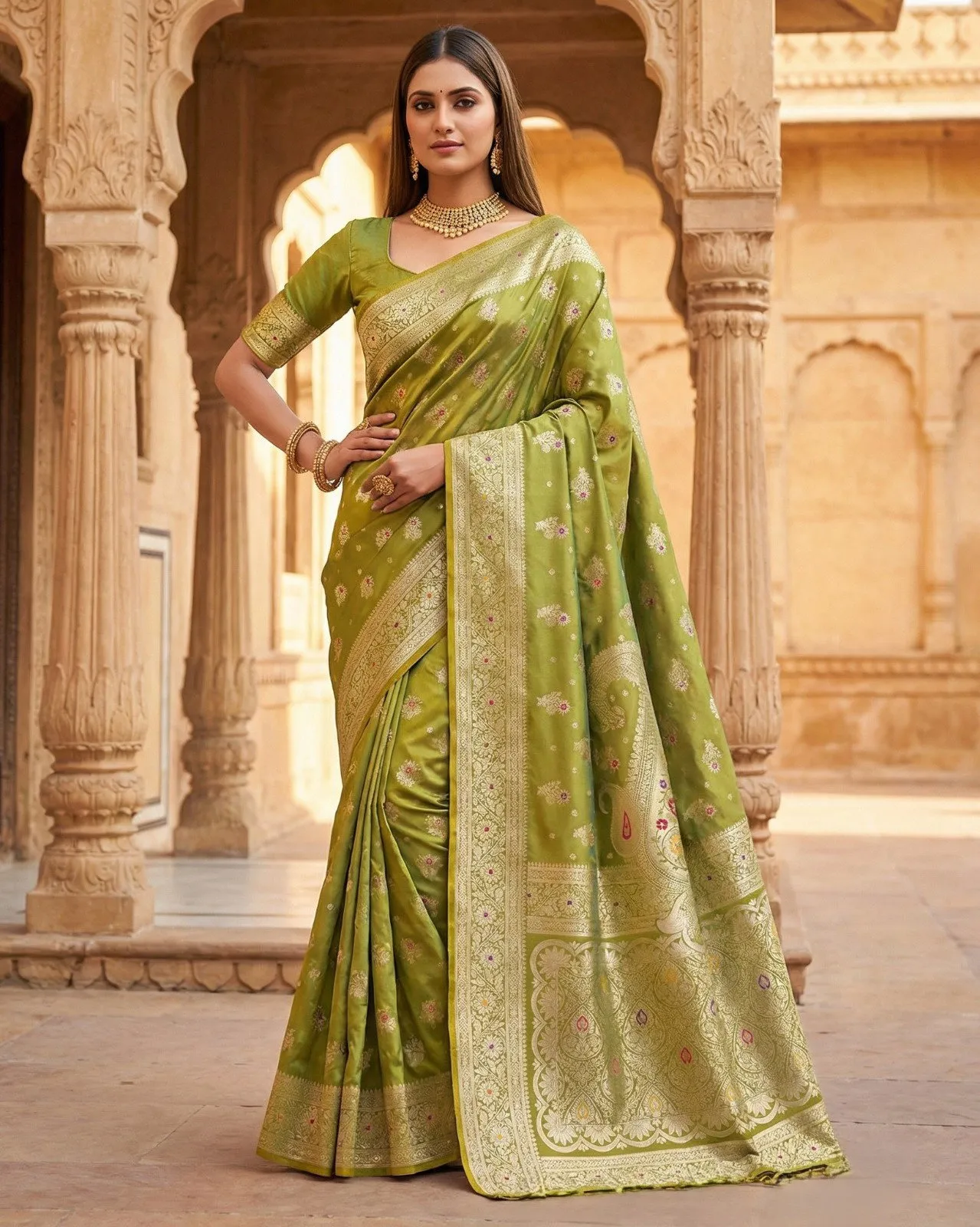 Mb 3279 Banarasi Katan Silk Gold Zari Weaving Saree Collection