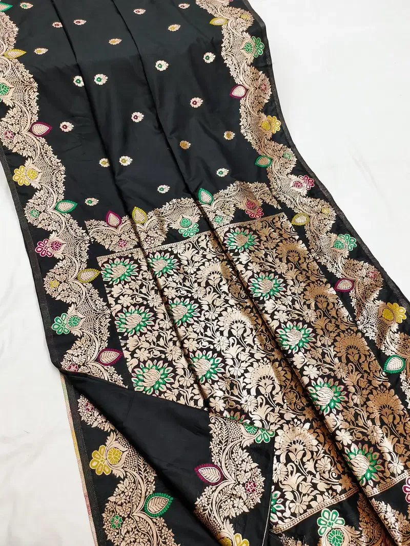 Mb 3319 Rich Banarasi Silk Gold Zari Border Saree Collection