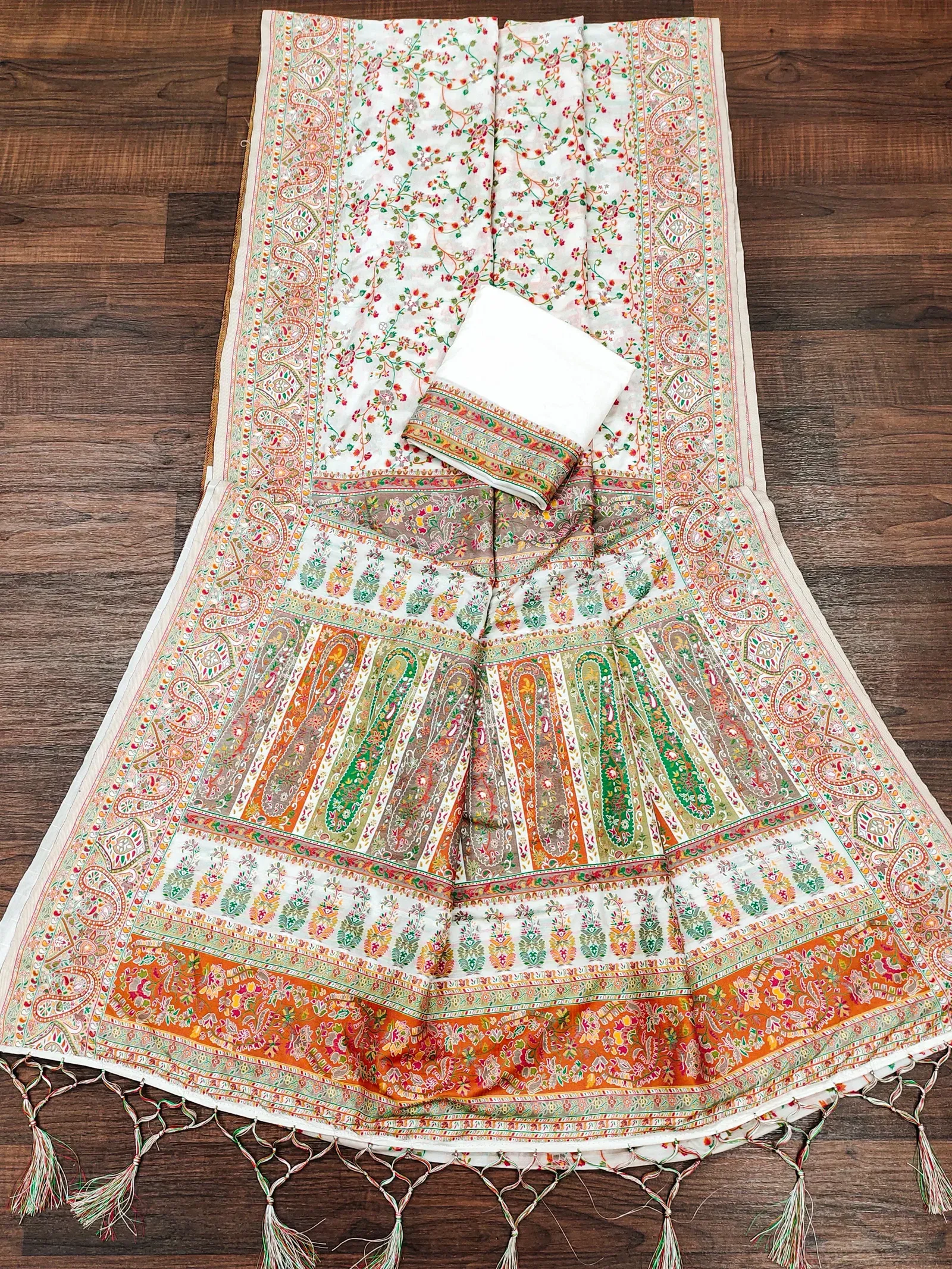 Mb White Pashmina Vol 1 Soft Rajwadi Silk Weaving Saree Collection