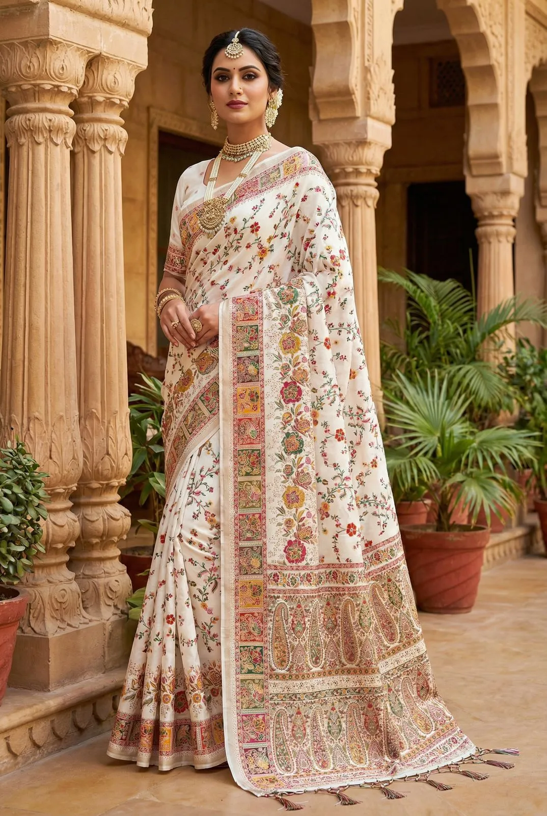 Mb White Pashmina Vol 1 Soft Rajwadi Silk Weaving Saree Collection
