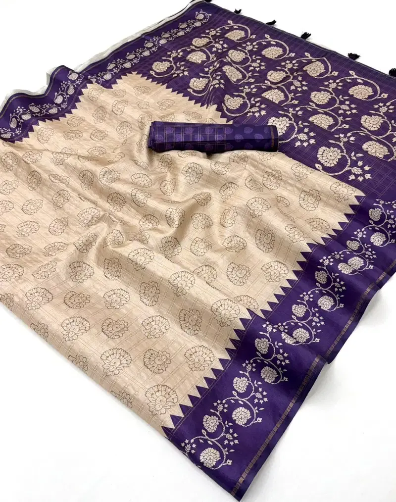 Rajyog Charvi Soft Tussar Silk Zari Chex Fancy Saree Collection