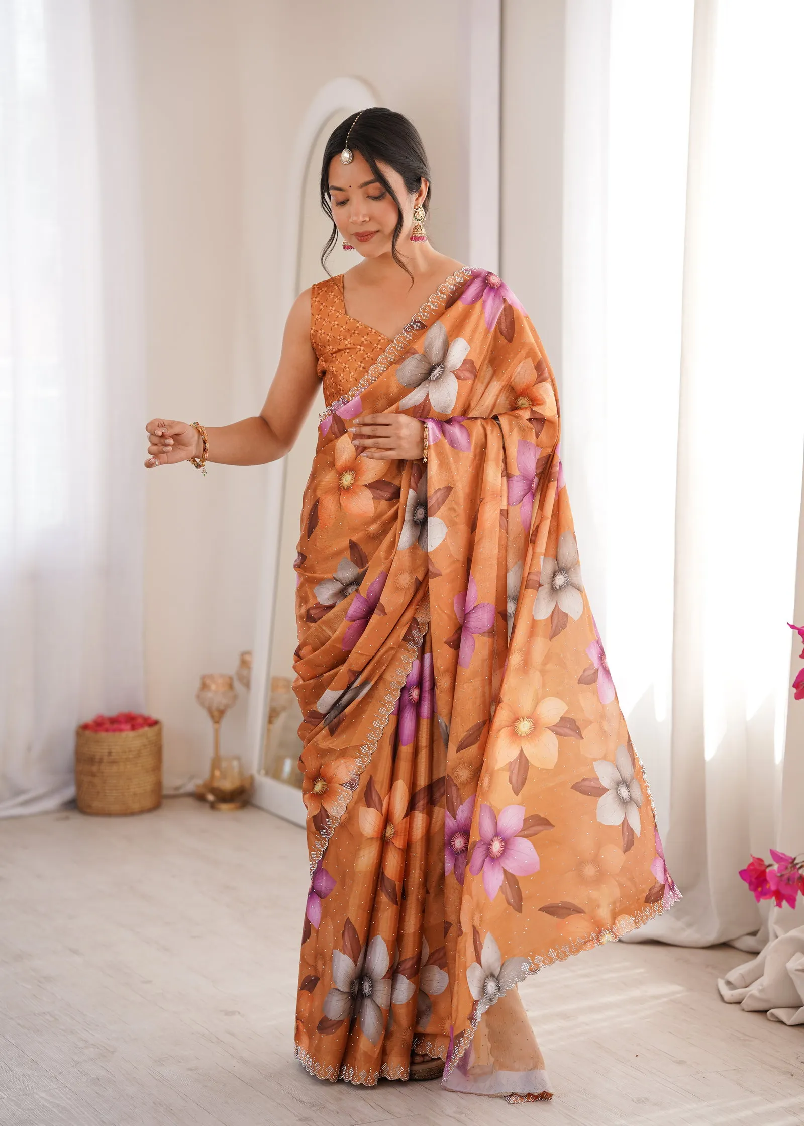 Sanket Vol 1 Heavy Smooth Chinon Digital Printed Saree Collection