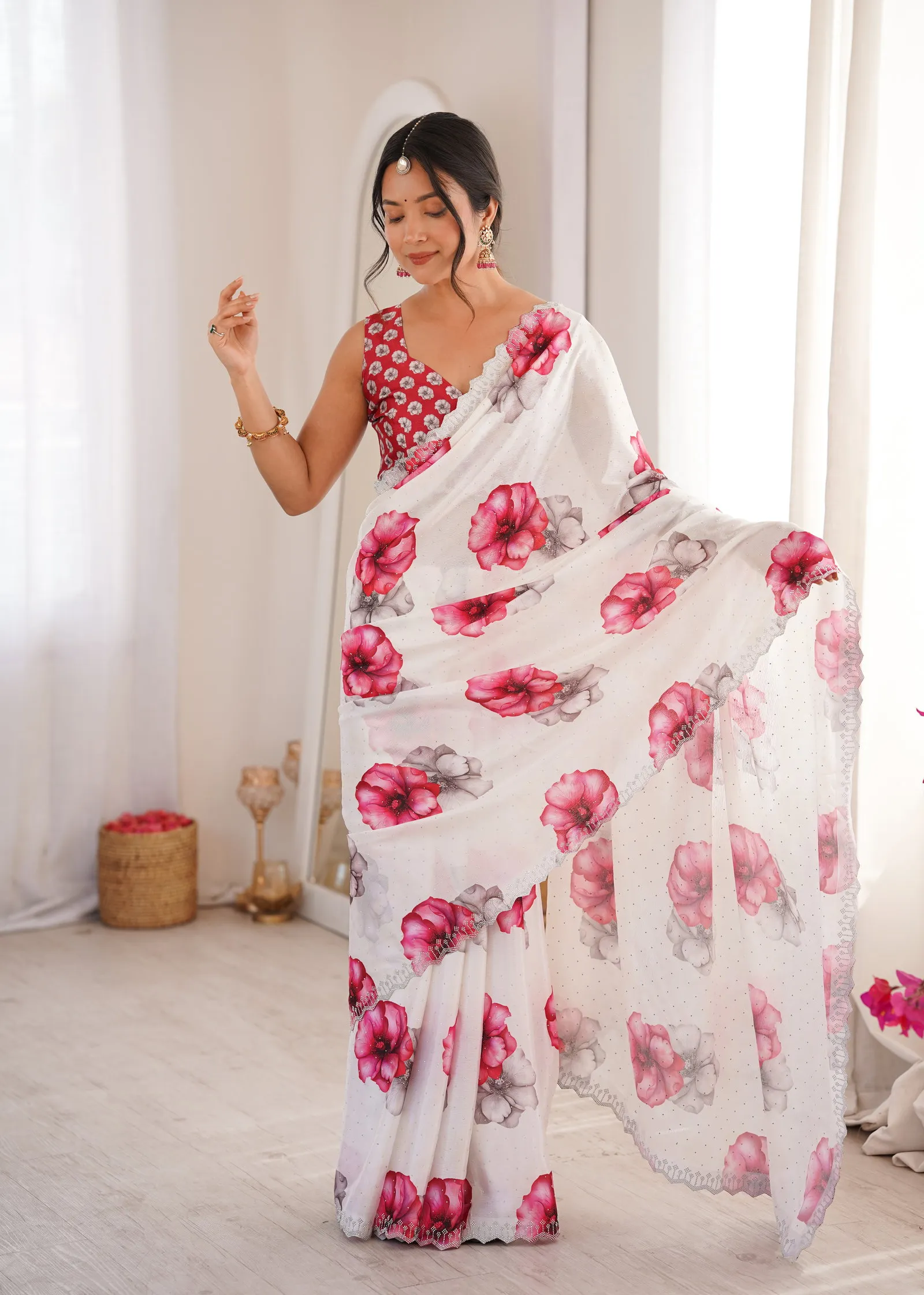 Sanket Vol 1 Heavy Smooth Chinon Digital Printed Saree Collection