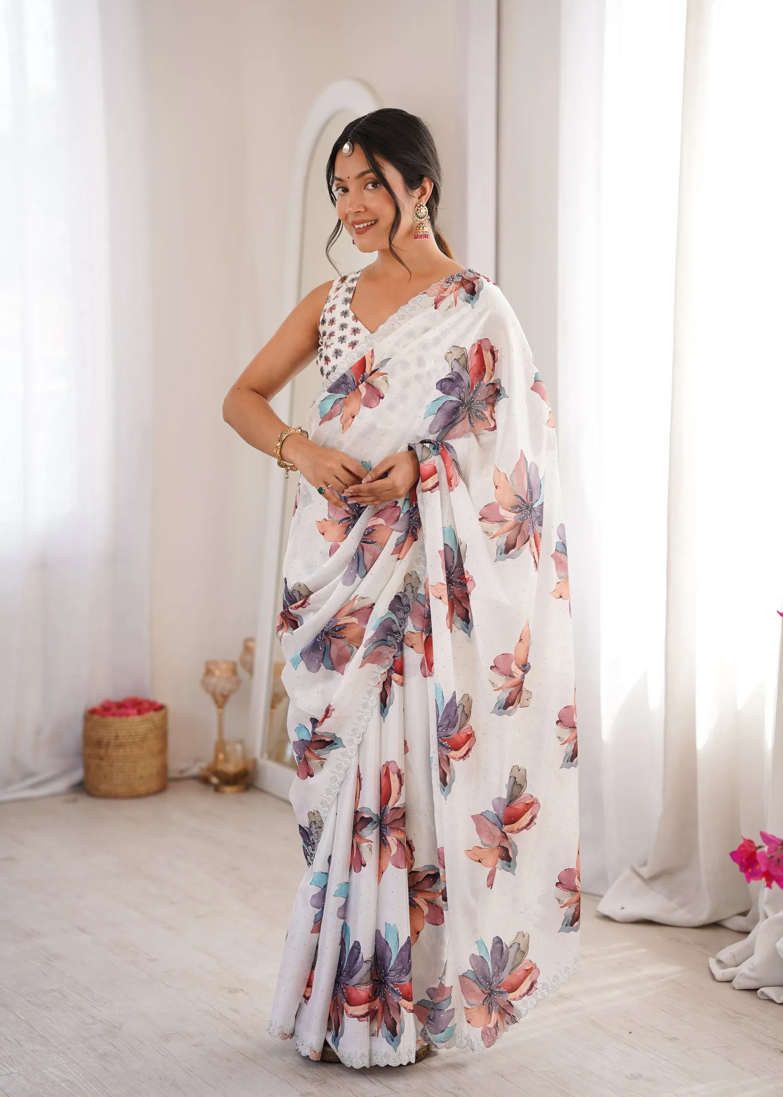 Sanket Vol 1 Heavy Smooth Chinon Digital Printed Saree Collection