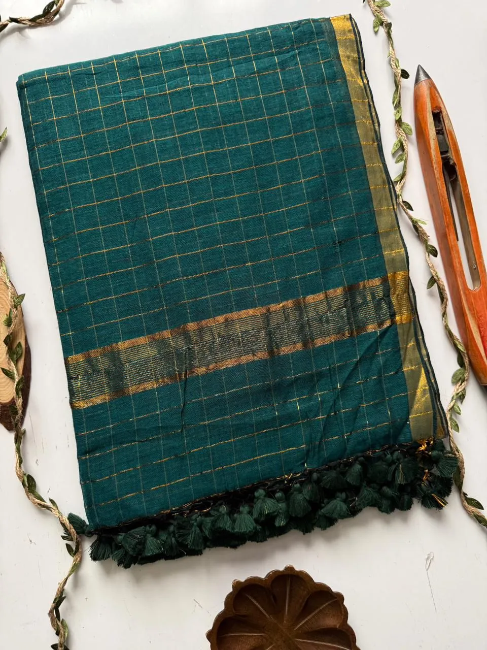 Sccf Mulchecks Mul Cotton Zari Woven Saree Collection