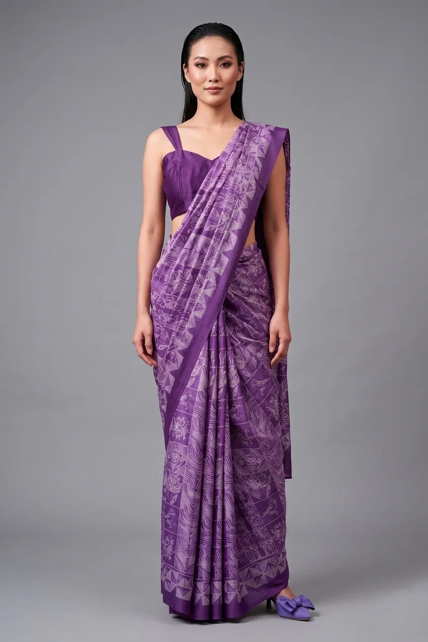 Sf Hastkala Satin Printed Saree Collection