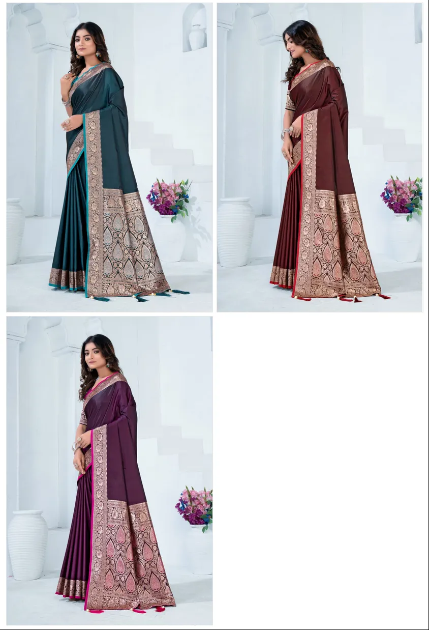 Sf Silk Vol 8 Satin Silk Traditional Wear Saree Collection