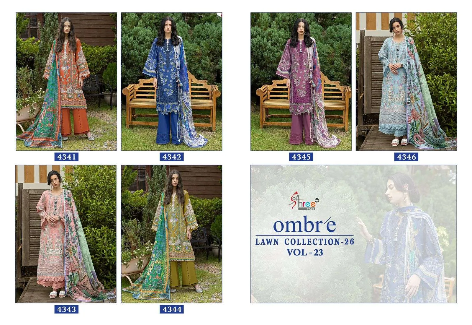Shree Fab Ombre Lawn Collection 26 Vol 23