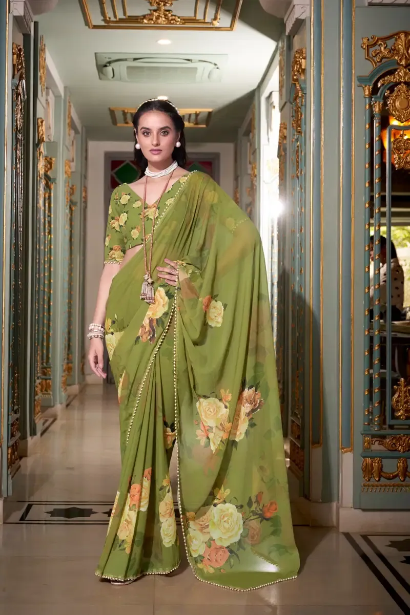 Taraa L 7007 Georgette Printed Casual Wear Saree Collection