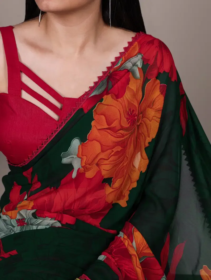 Taraa L 7032 Weightless Marbal Floral Printed Saree Collection