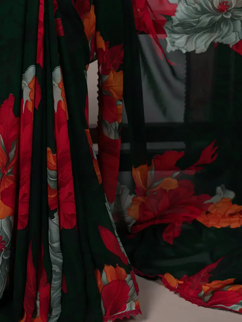 Taraa L 7032 Weightless Marbal Floral Printed Saree Collection