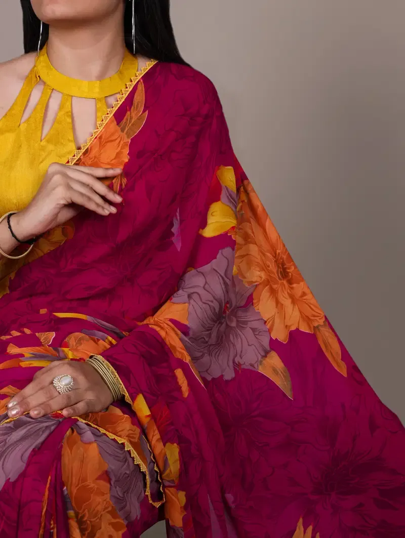 Taraa L 7032 Weightless Marbal Floral Printed Saree Collection