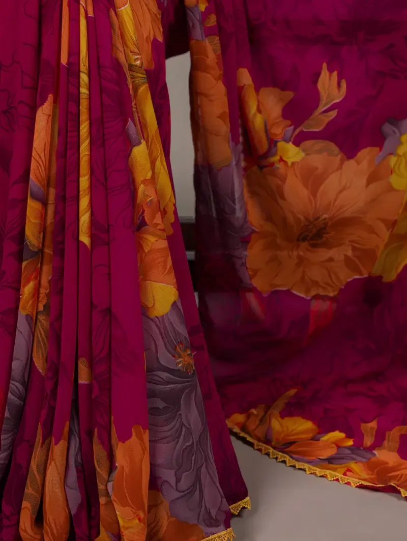 Taraa L 7032 Weightless Marbal Floral Printed Saree Collection