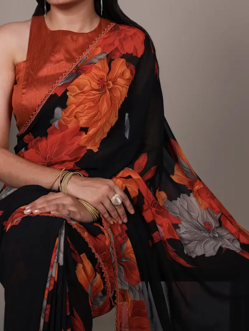 Taraa L 7032 Weightless Marbal Floral Printed Saree Collection