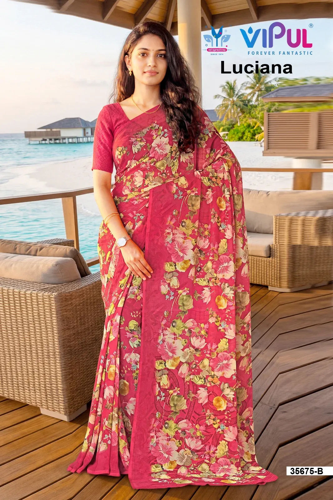 Vipul Luciana 35675 a to D Weightless Printed Saree Collection
