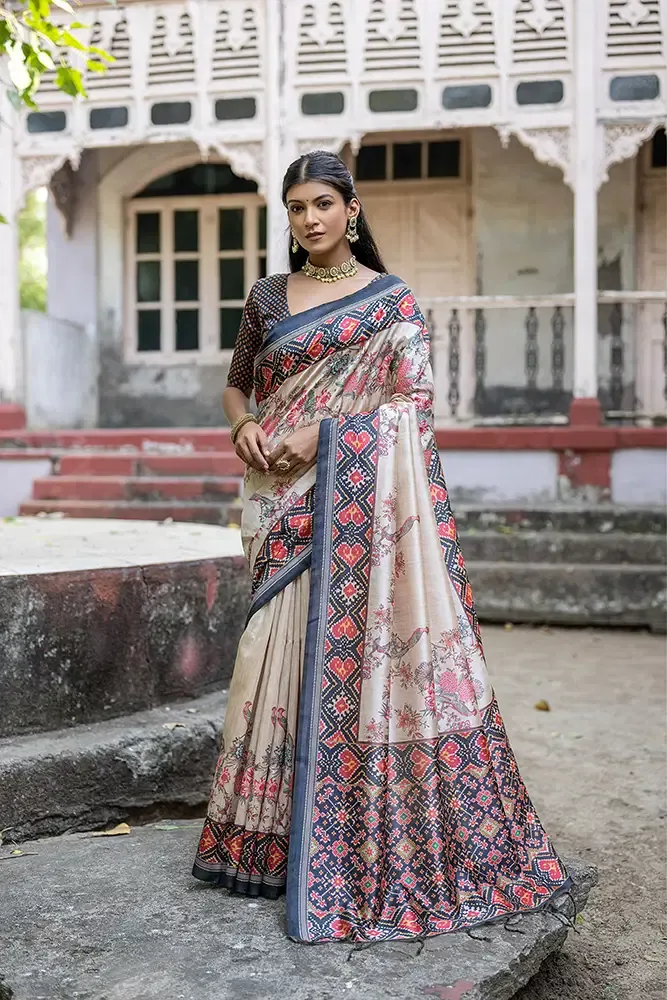 Jf 2275 Soft Tussar Silk Floral Printed Saree Collection