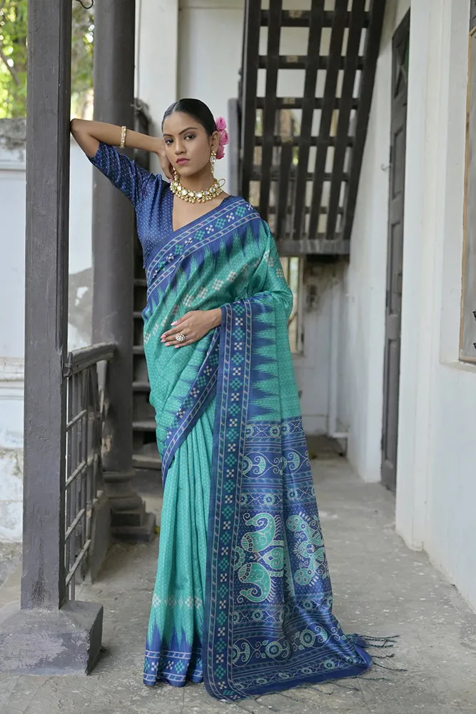 Jf 2281 Soft Tussar Silk Ikkat Printed Saree Collection