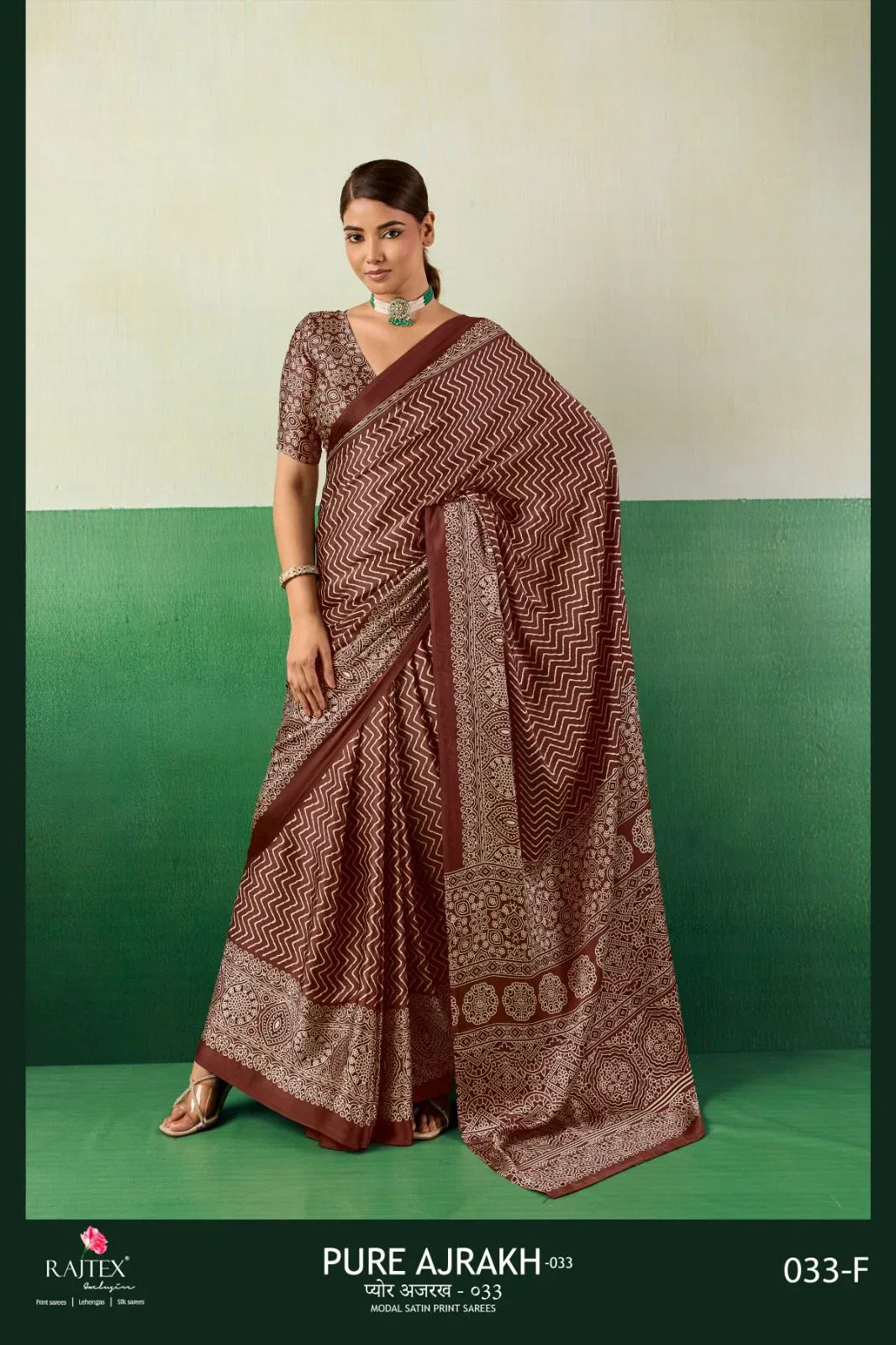 Rajtex Pure Ajrakh 033 Modal Satin Ajrakh Printed Saree Collection