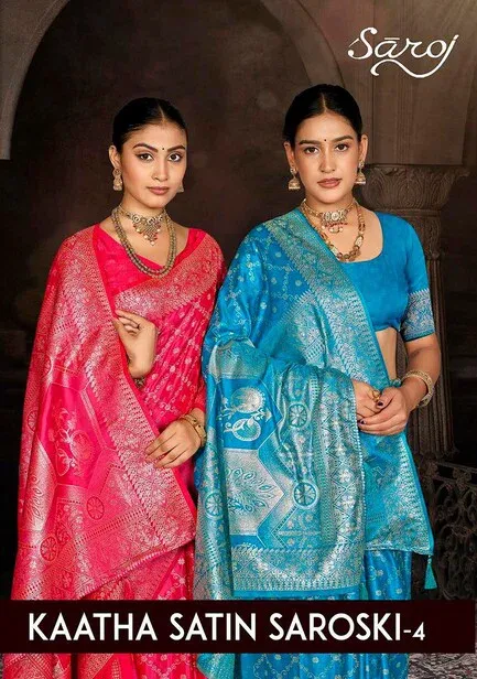 Saroj Kaatha Satin Saroski Vol 4 Satin Silk Saree Collection