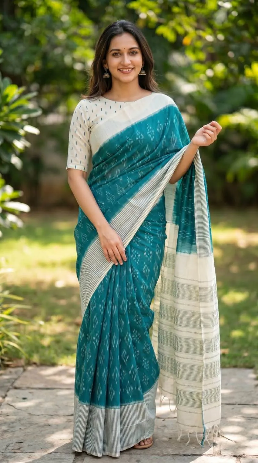 Sckr Ikkat D Linen Ikkat Printed Saree Collection