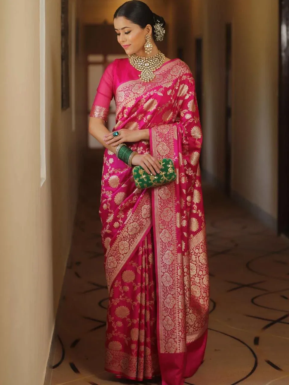 Soft Silk 5085 Lichi Silk Jacquard Work Saree Collection