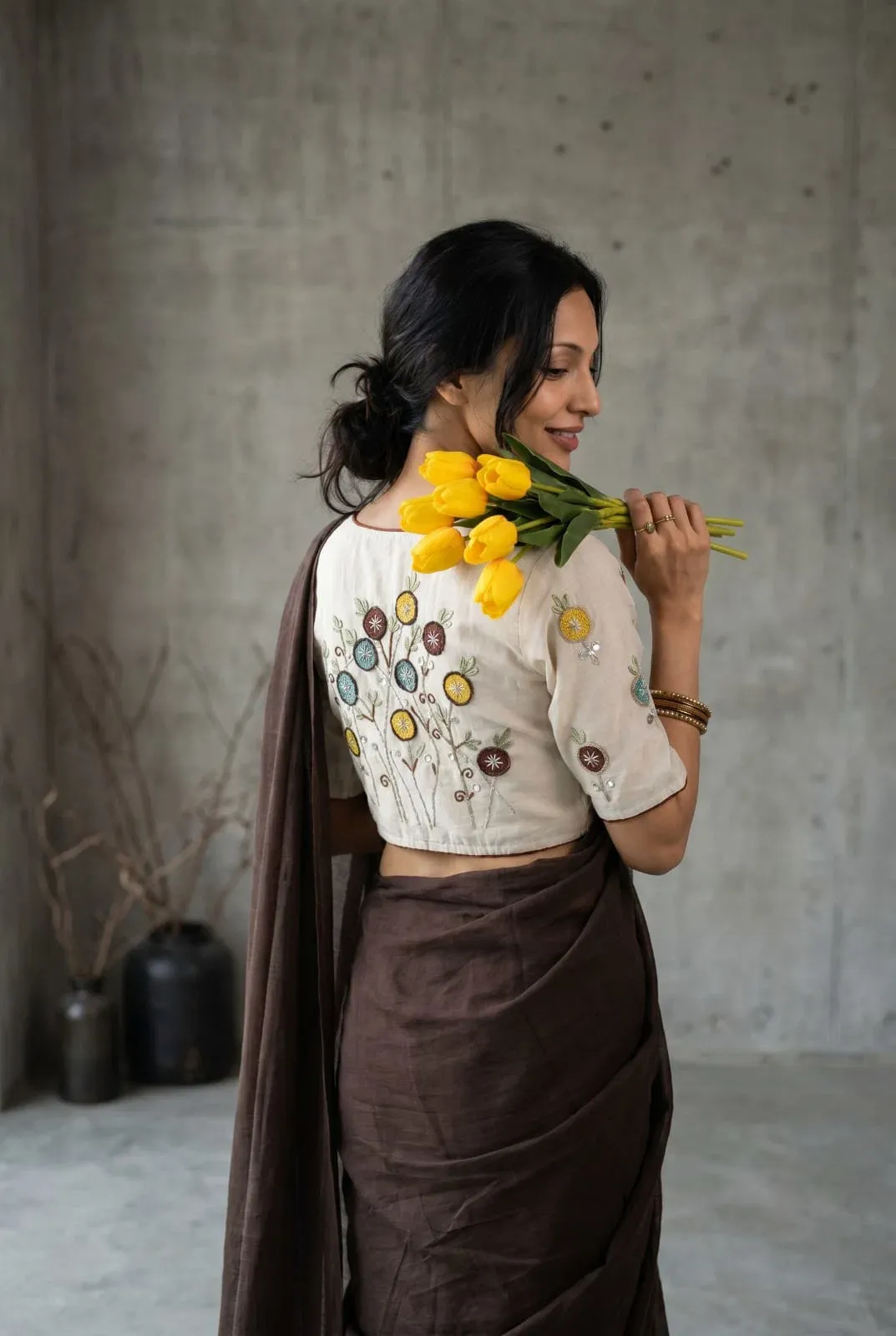 Bk Vol 1 Khadi Cotton Saree and Embroidered Blouse
