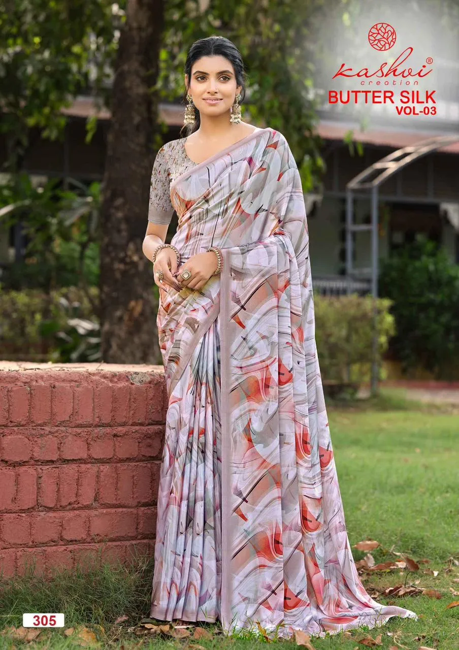 Kashvi Butter Silk Vol 3 Silk Crape Digital Printed Saree Collection
