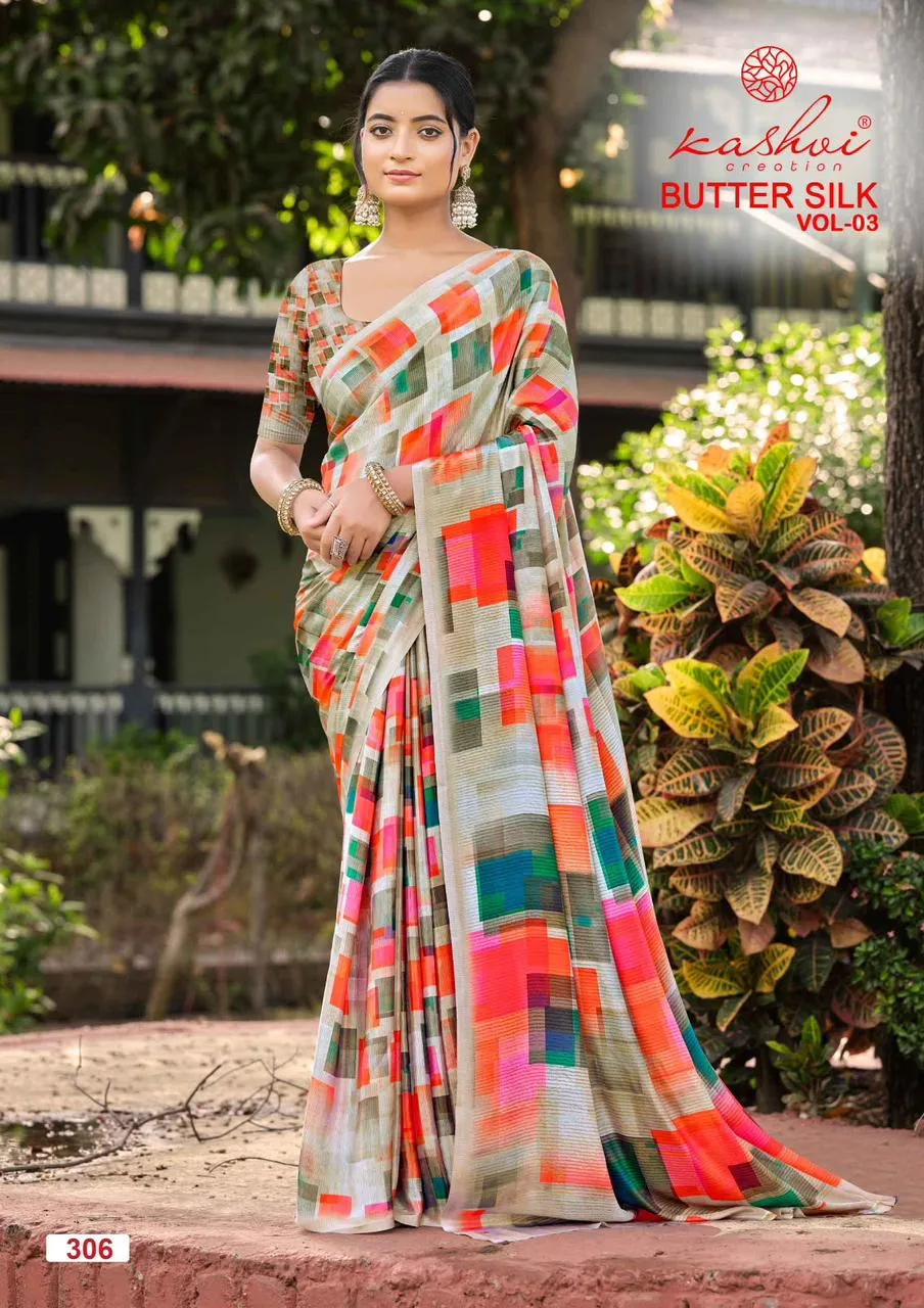 Kashvi Butter Silk Vol 3 Silk Crape Digital Printed Saree Collection