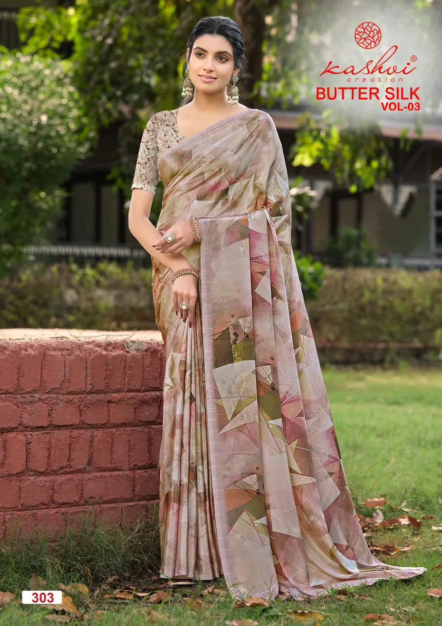 Kashvi Butter Silk Vol 3 Silk Crape Digital Printed Saree Collection