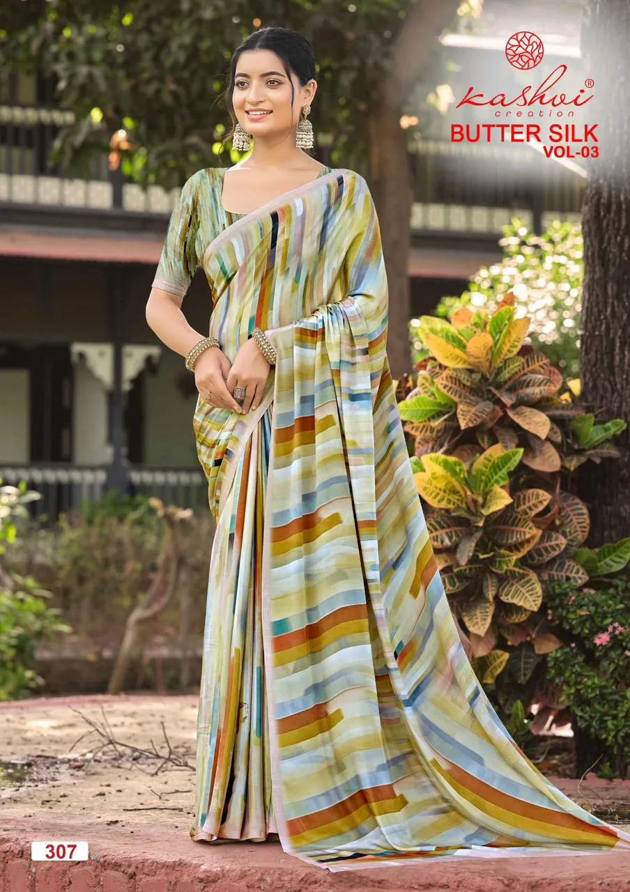 Kashvi Butter Silk Vol 3 Silk Crape Digital Printed Saree Collection