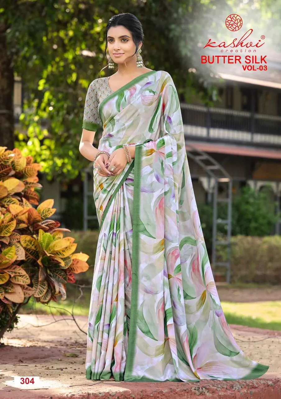 Kashvi Butter Silk Vol 3 Silk Crape Digital Printed Saree Collection